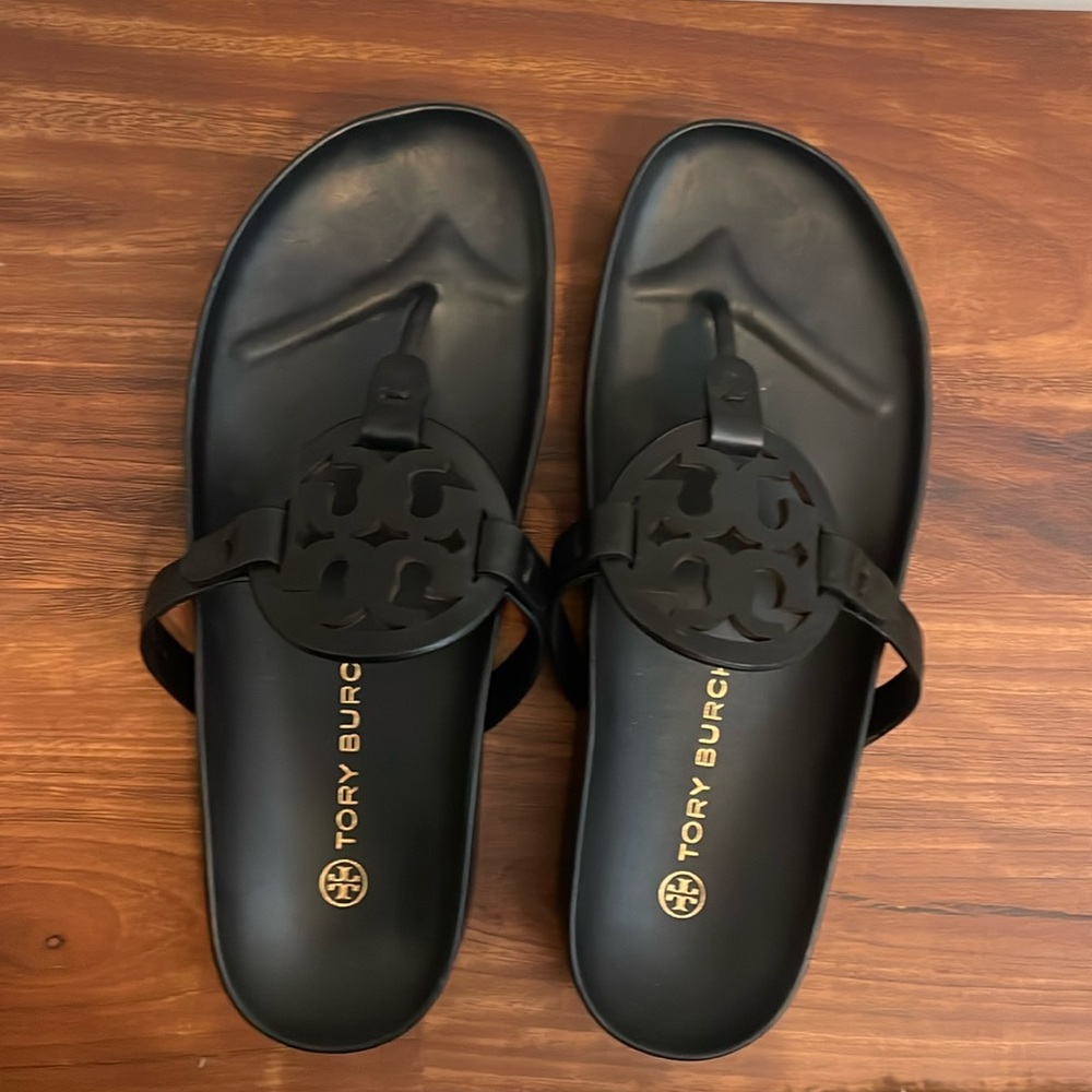 Tory Burch Miller Cloud sandal, black, size 9